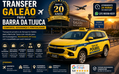 Transfer da Barra da Tijuca para Aeroportos | Táxi 6 Lugares